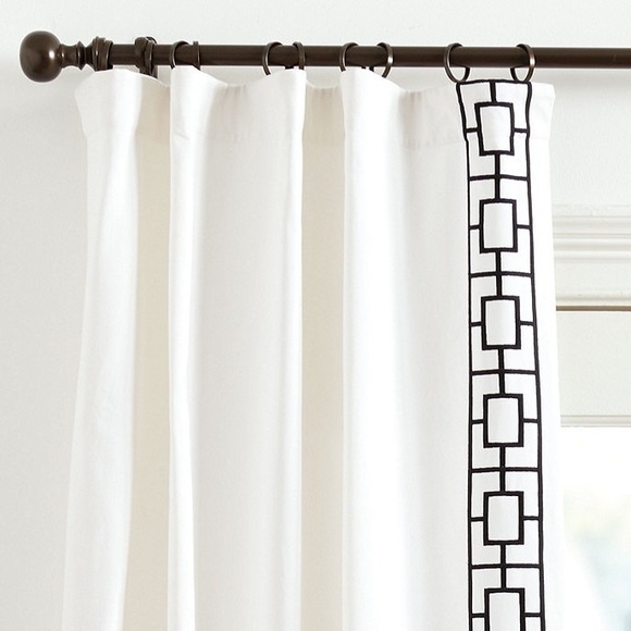 Embroidered Square Trellis Curtains - 2 Panels - Picture 5 of 6